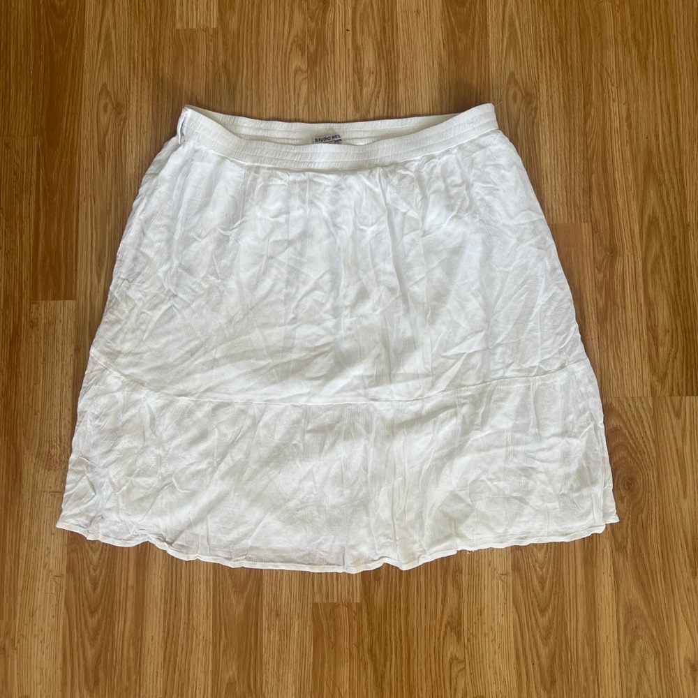 White Midi Skirt two-tier
